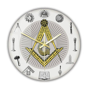 Master Mason Blue Lodge Clock - Golden Square and Compass G Digital LED - Bricks Masons