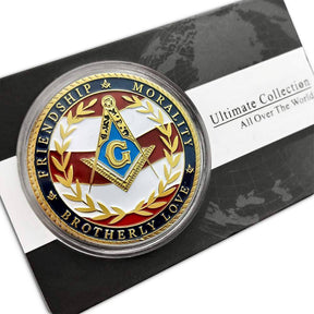 Master Mason Blue Lodge Coin - US Veteran Military Navy Marine Corps Air Force Army Coast Guard - Bricks Masons