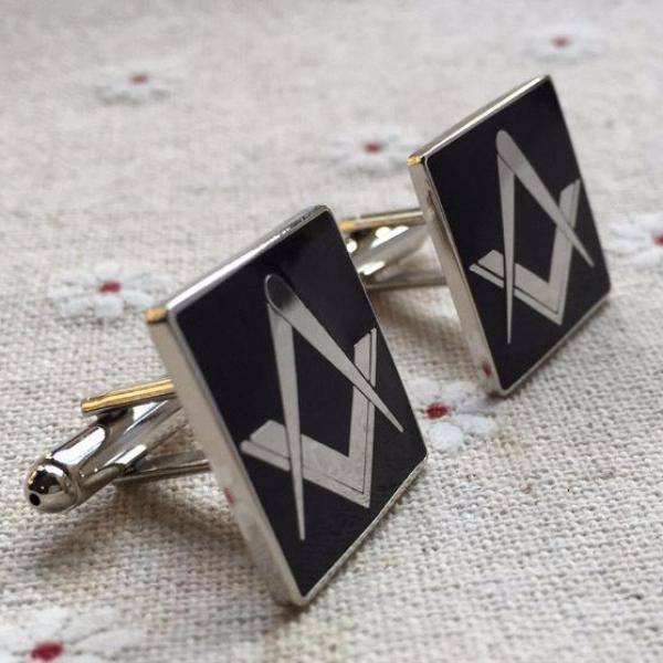 Master Mason Blue Lodge Cufflink - Silver & Black - Bricks Masons