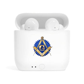 Master Mason Blue Lodge Earbud - Golden Square & Compass G - Bricks Masons
