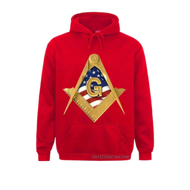 Master Mason Blue Lodge Hoodie - American USA Flag Square & Compass - Bricks Masons