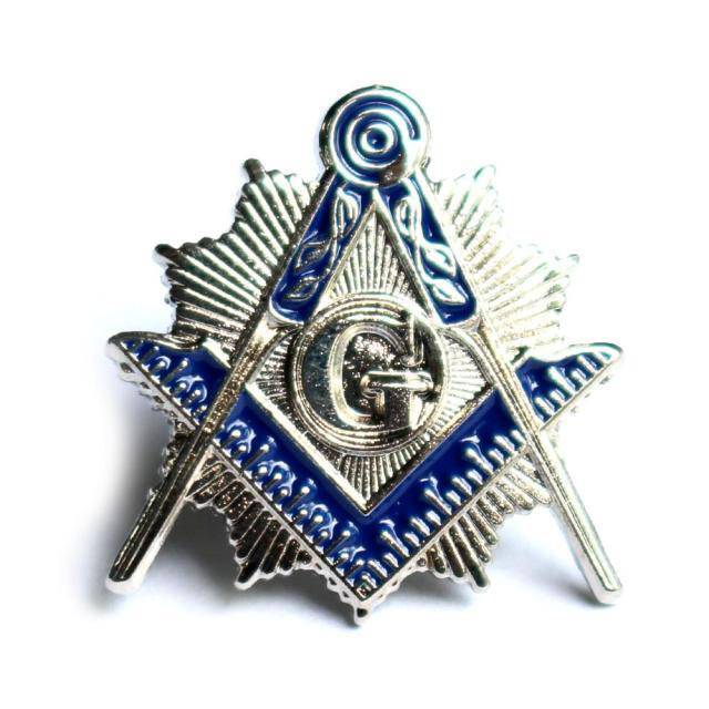 Master Mason Blue Lodge Lapel Pin - Blue Compass And Square G - Bricks Masons