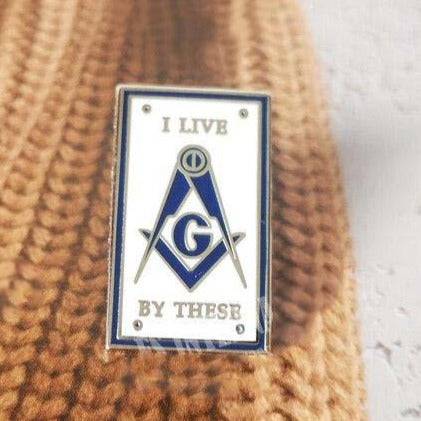 Master Mason Blue Lodge Lapel Pin - I Live By These - Bricks Masons