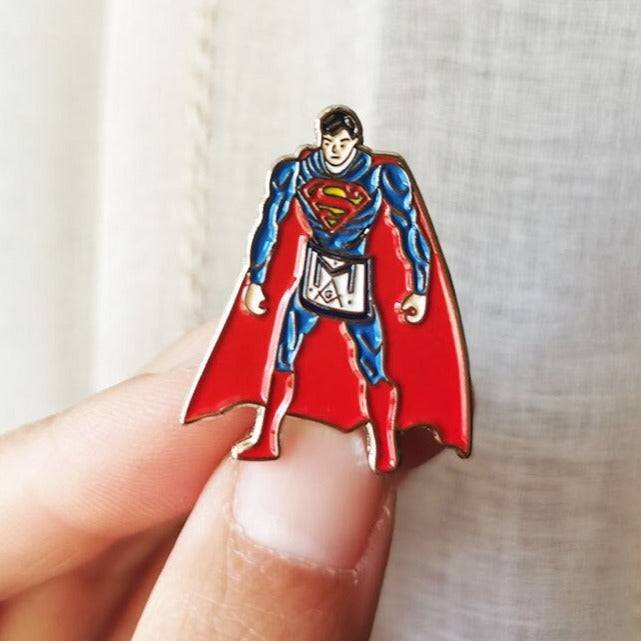 Master Mason Blue Lodge Lapel Pin - Masons Apron Superman - Bricks Masons
