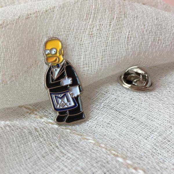 Master Mason Blue Lodge Lapel Pin - The Simpsons Homer - Bricks Masons