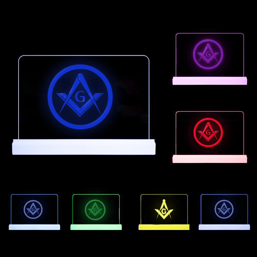 Master Mason Blue Lodge LED Sign - 3D Glowing light - Bricks Masons