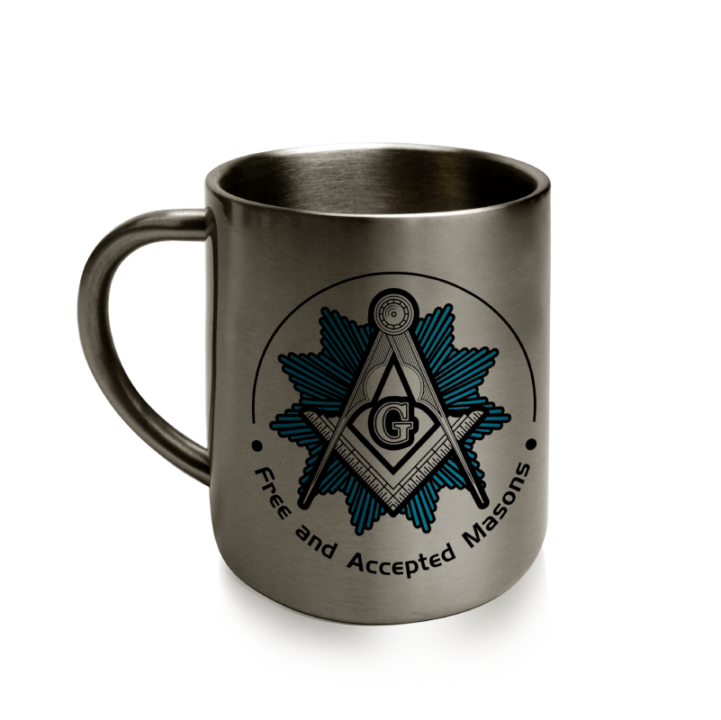 Master Mason Blue Lodge Mug - Stainless Steel Free And Accepted Masons Square & Compass G - Bricks Masons
