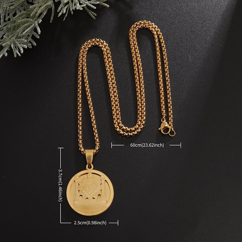 Master Mason Pendant - Stainless Steel With Pillars - Bricks Masons