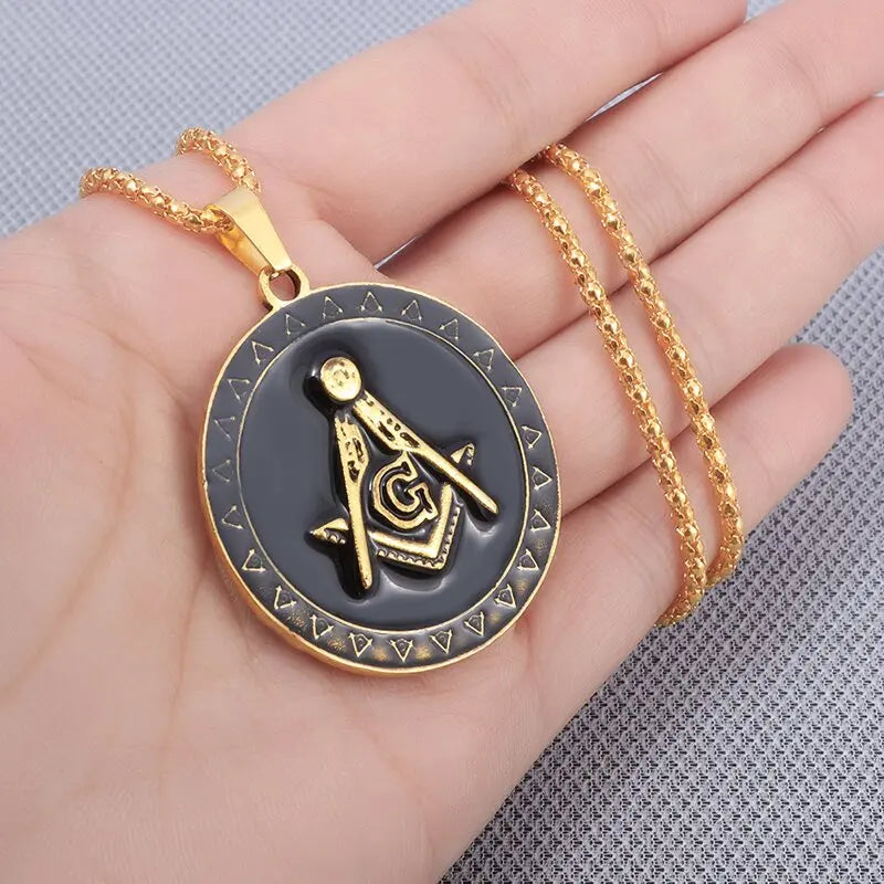 Master Mason Blue Lodge Necklace - Black Background - Bricks Masons