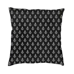 Master Mason Blue Lodge Pillowcase - Black & White Square and Compass G - Bricks Masons