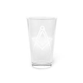 Master Mason Blue Lodge Pint Glass - Square & Compass 16oz - Bricks Masons