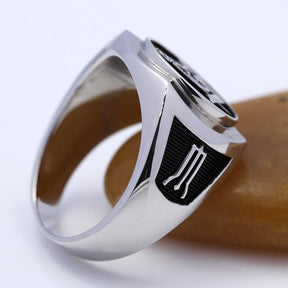 Master Mason Blue Lodge Ring - Compass and Square Sterling Silver - Bricks Masons