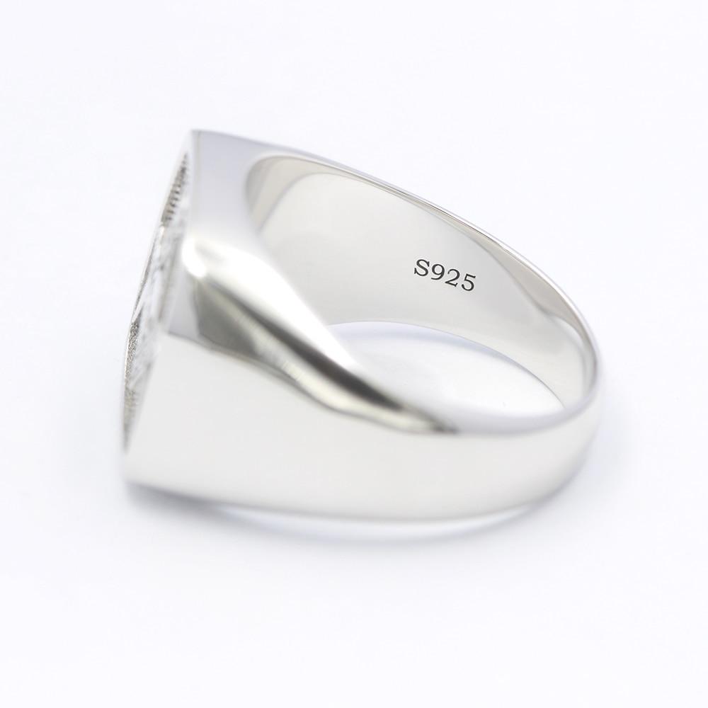 Master Mason Blue Lodge Ring - Signet Skull Square & Compass 925 Sterling Silver - Bricks Masons