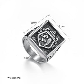 Master Mason Blue Lodge Ring - Silver Titanium Steel - Bricks Masons