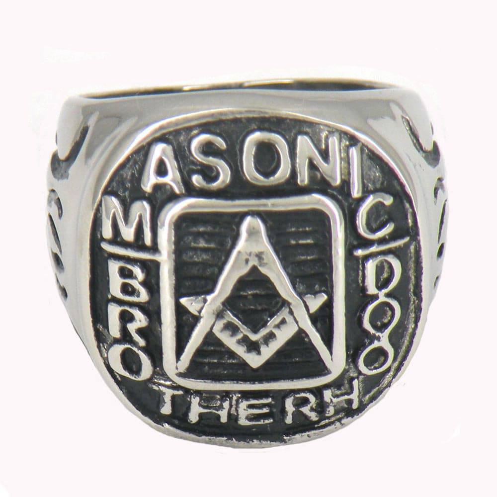 Master Mason Blue Lodge Ring - Square and Compass Stainless Steel Brotherhood - Bricks Masons