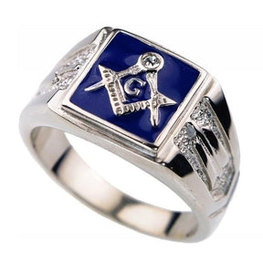 Master Mason Blue Lodge Ring - Square & Compass G  (Black/blue/red) - Bricks Masons