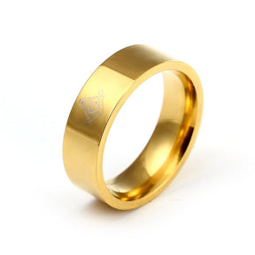 Master Mason Blue Lodge Ring - Square Compass G (Silver/Gold/Black) - Bricks Masons