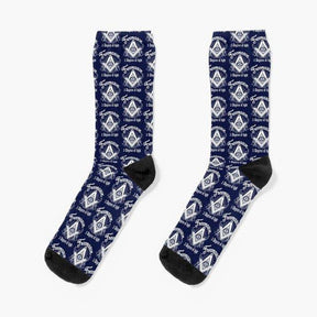 Master Mason Blue Lodge Sock - 2B1 Ask1 Square & Compass G - Bricks Masons
