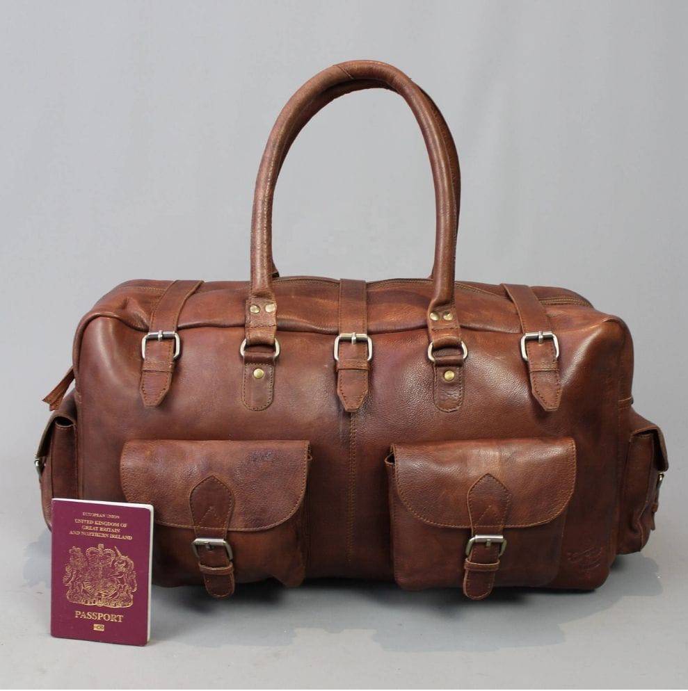 Master Mason Blue Lodge Travel Bag - Conker Brown Leather - Bricks Masons