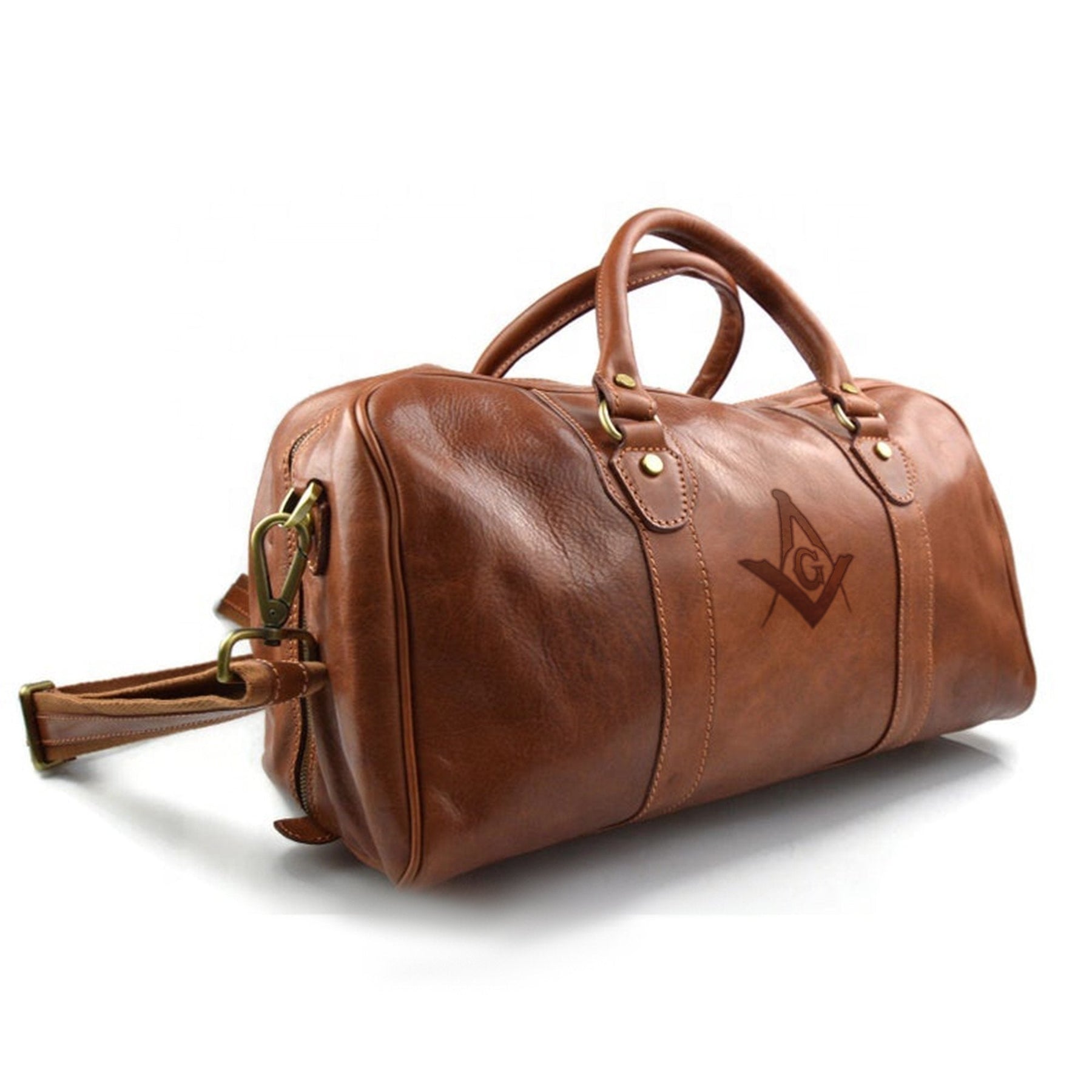 Master Mason Blue Lodge Travel Bag - Matte Brown - Bricks Masons