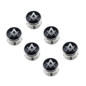 Master Mason Blue Lodge Tuxedo Stud - Black Enamel 6 Studs Set - Bricks Masons