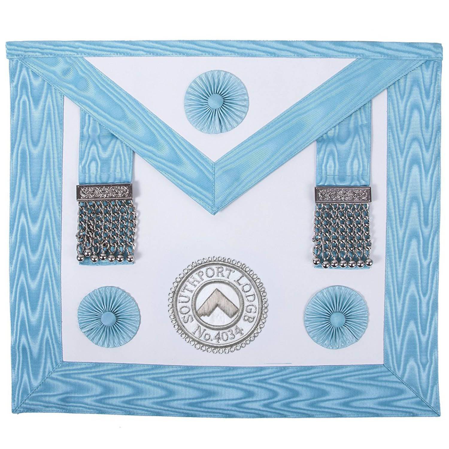 Master Mason Craft English Regulation Apron - Turquoise Moire - Bricks Masons