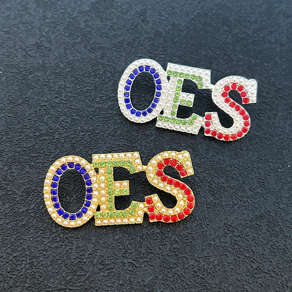 OES Brooch - Colorful Rhinestones - Bricks Masons