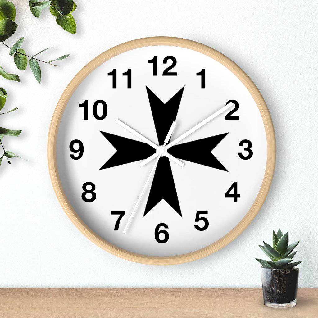 Order Of Malta Clock - Wooden Frame - Bricks Masons