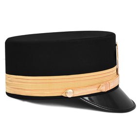 Past Grand Commander Knights Templar Fatigue Cap - Black Wool Gold Metal - Bricks Masons