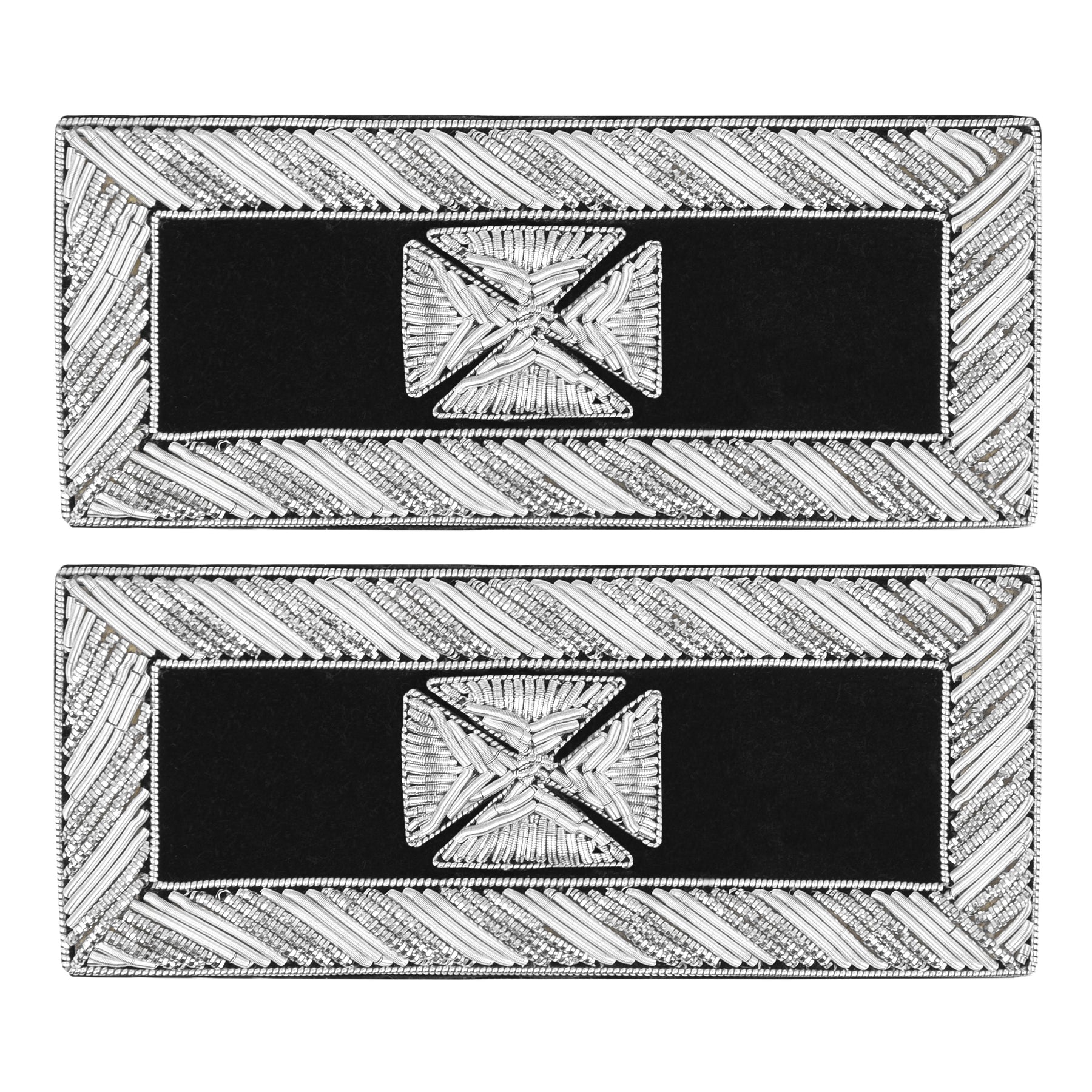 Past Grand Commander Knights Templar Frock Coat Shoulder Board - Silver Bullion Embroidery - Bricks Masons