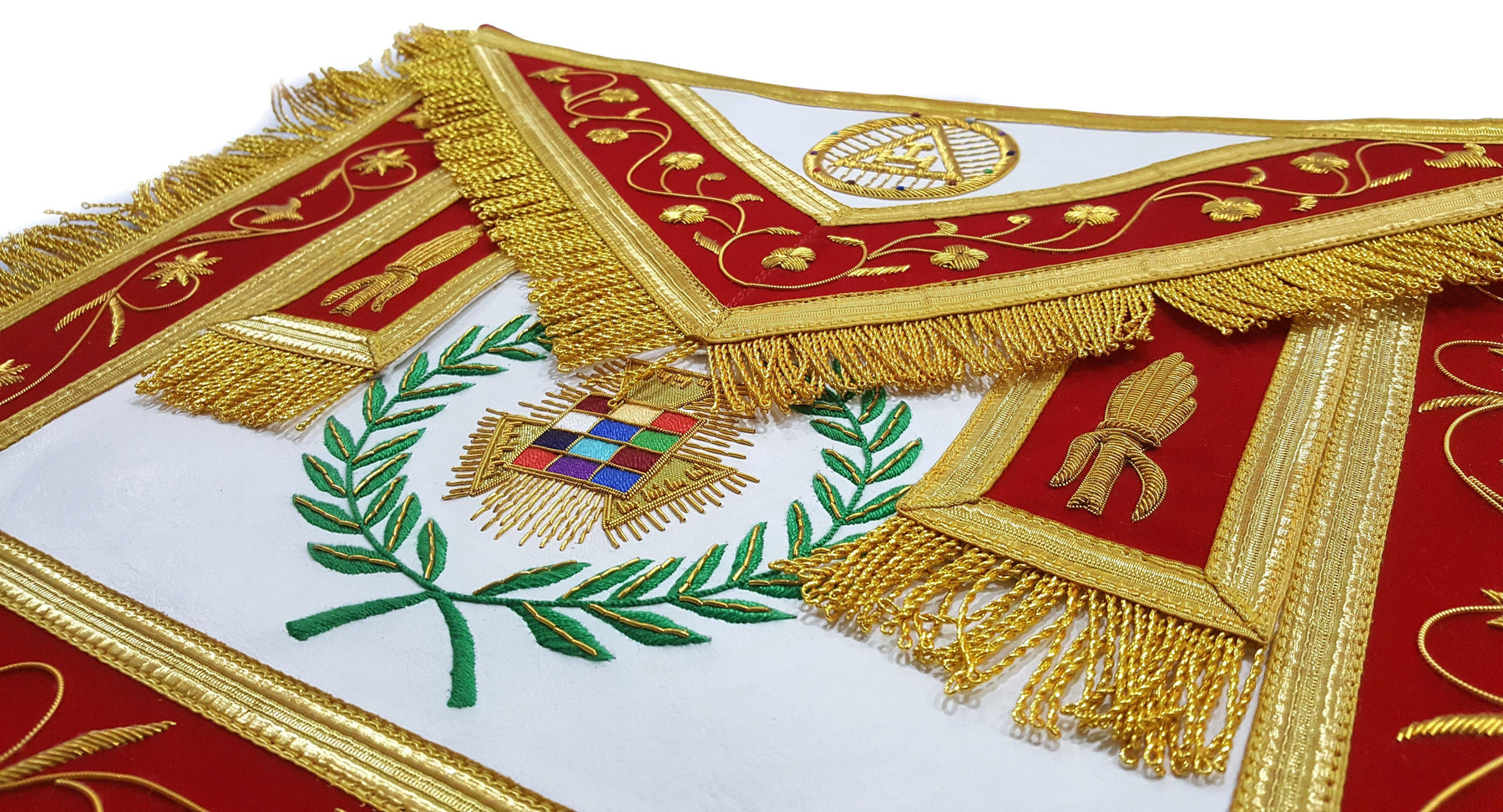 Past High Priest Royal Arch Chapter Apron - Red with Gold Wreath - Bricks Masons