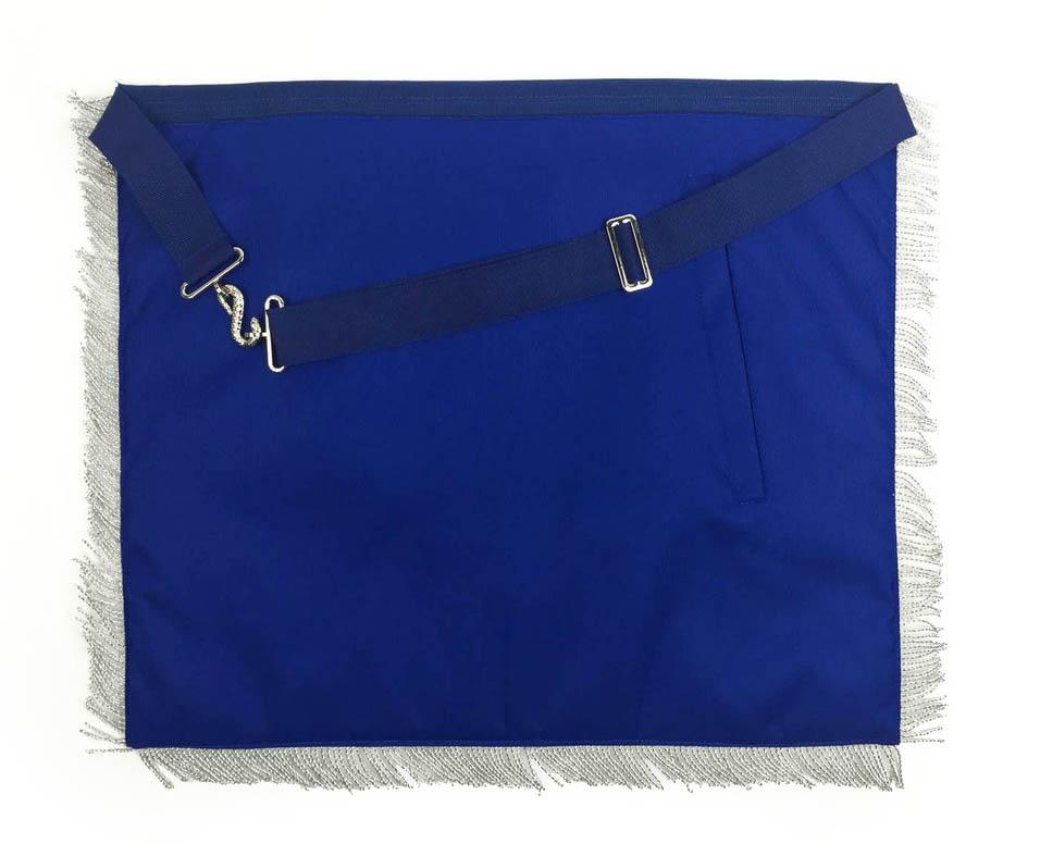 Past Master Blue Lodge Apron - White & Royal Blue with Silver Embroidery - Bricks Masons