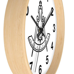 Past Master Blue Lodge Clock - Wooden Frame - Bricks Masons
