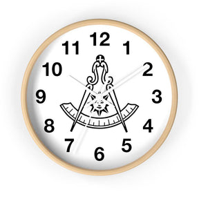 Past Master Blue Lodge Clock - Wooden Frame - Bricks Masons