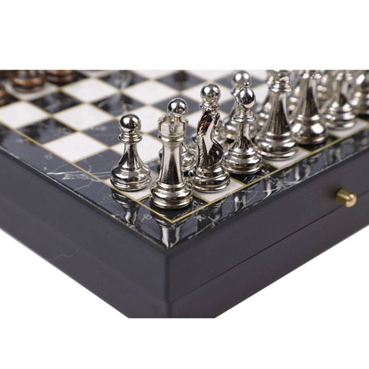 Personalized Marble Plated 20cm(7.87") Luxury Wood Chess Set - Bricks Masons