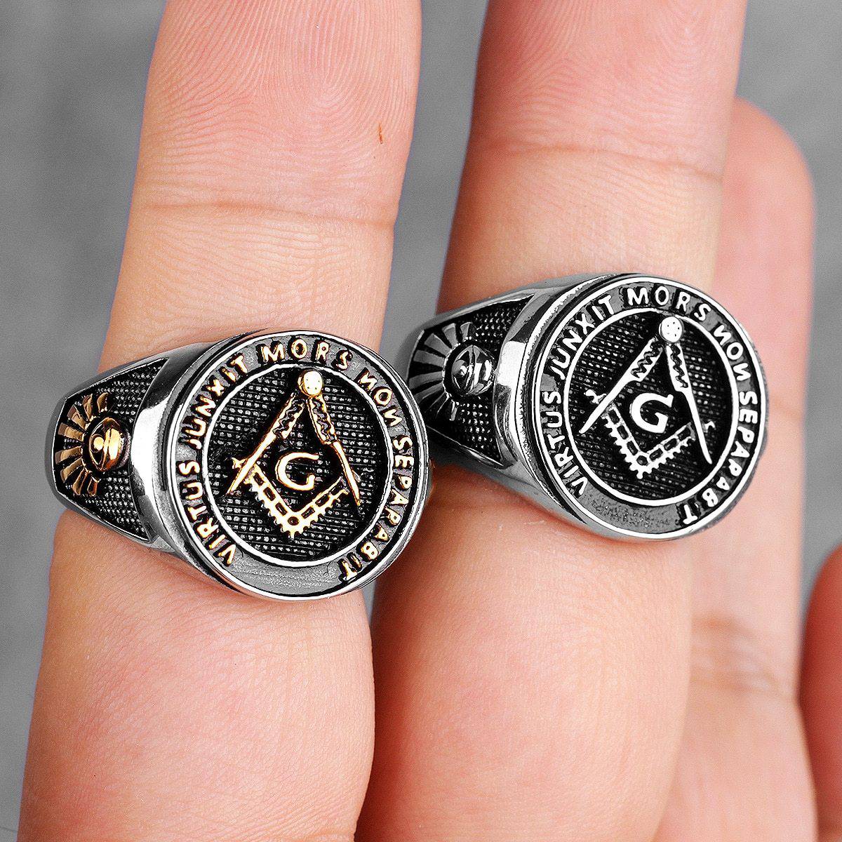 Master Mason Blue Lodge Ring - Compass and Square G Vintage