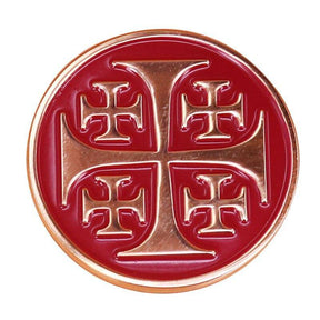 Knights Templar Commandery Lapel Pin - Red Jerusalem Solomon's Temple