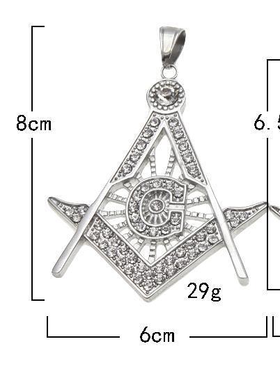 Master Mason Blue Lodge Necklace - All Rhinestone Square & Compass