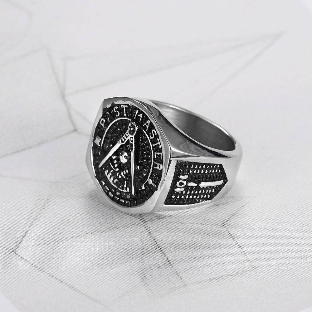 Past Master Blue Lodge Ring - Titanium Steel