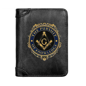 Master Mason Blue Lodge Wallet - Genuine Leather The Pursuit Of Knowledge