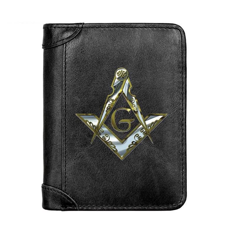 Master Mason Blue Lodge Wallet - Genuine Leather With Credit Card Holder Black/Brown/Coffee