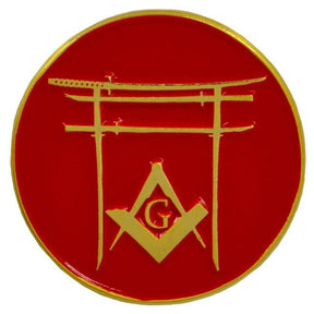 Master Mason Blue Lodge Lapel Pin - Red Japan Shrine Torii