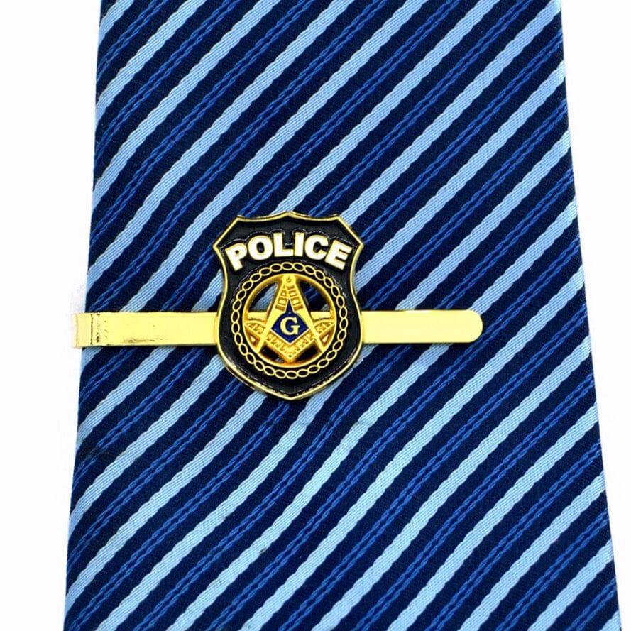 Master Mason Blue Lodge Tie Bar - Police Square & Compass G (Black & Gold)