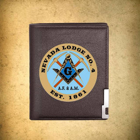 Master Mason Blue Lodge Wallet - Nevada Lodge No.4 Black & Brown