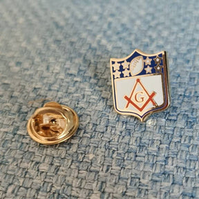 Master Mason Blue Lodge Lapel Pin - Football Square & Compass With G