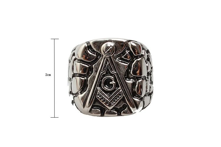 Master Mason Blue Lodge Ring - Punk Carved Plated Silver