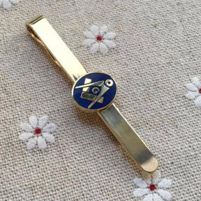 Master Mason Blue Lodge Tie Bar - Blue & Gold Round Symbol