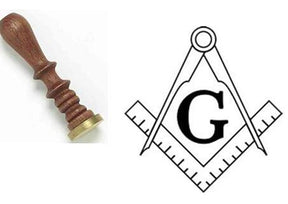 Master Mason Blue Lodge Wax Seal - Square Compass G Deluxe Wood Handle