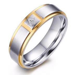 Master Mason Blue Lodge Ring - Cartier Gold Stainless Steel