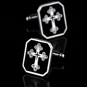 Knights Templar Commandery Cufflink - Cross Rectangular Black